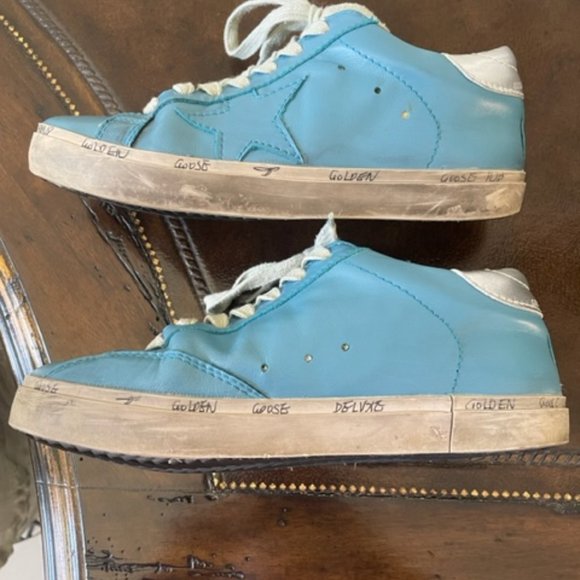 $595 Golden Goose Super-Star Blue Leather w/Silver Star Low-Top Sneakers EU38 - Picture 11 of 12